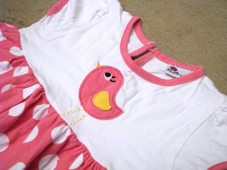 Bodkované šatičky s vtáčikom, 98