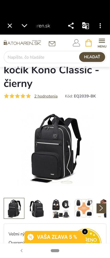 Prebaľovací multifunkčný batoh kono classic,