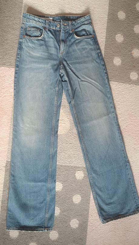 Rifle 34 rovné široké zara + body top 34-36 velk, xs