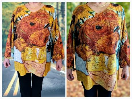 Blúzka- olejomaľba v.van gogh slnečnice -, s / xxl