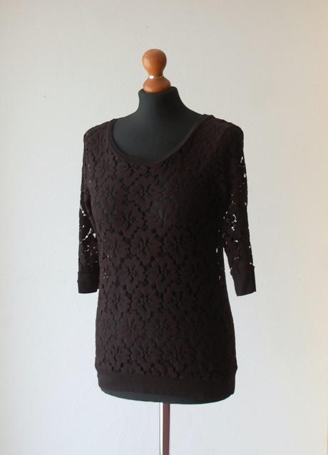 Elegantná čierna čipkovaná blúzka, new look,38