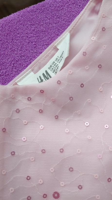 Nádherné flitrované tylové šaty ružovej farby hm, h&m,128