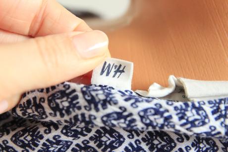 Modro biela viskózová blúzka, h&m, l, l