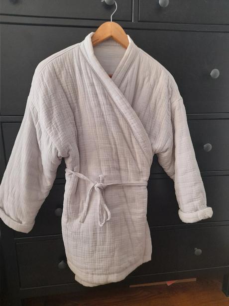 Zateplené svetlosivé kimono ninja retzer, 