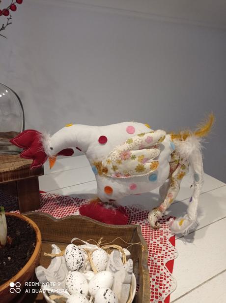 3d veľký bodkovaný kohút-bielučky s farebnými bodk,