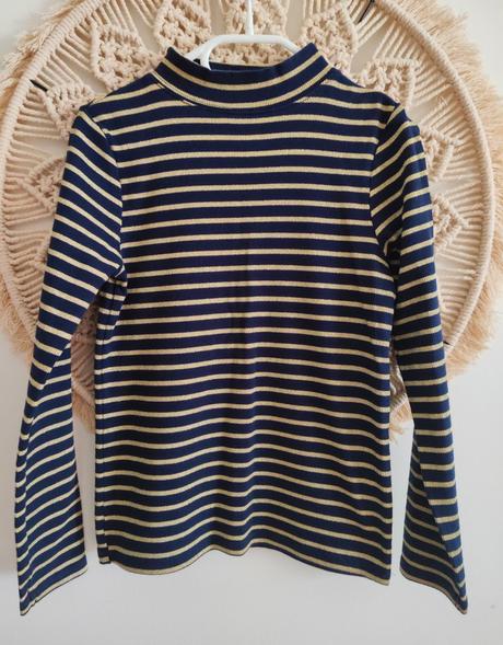 Elastická rebrovaný top so zlatými pruhmi, nutmeg,134