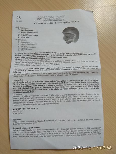 Prilba detská lyžiarska, s