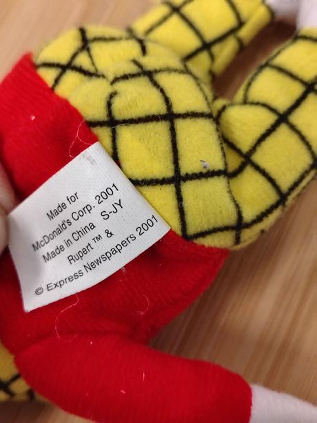 Vintage plyšový rupert bear, mcdonald's 2001, 15cm, 