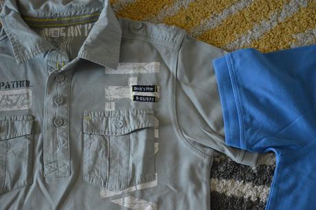 Sivé tričko s golierom 146/152, c&a,146