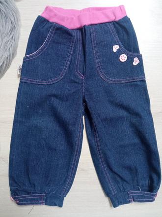 Dievčenské tmavomodré rifle s ružovým pásom (86), 86