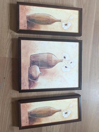 Drevené 3 ks obrazy,