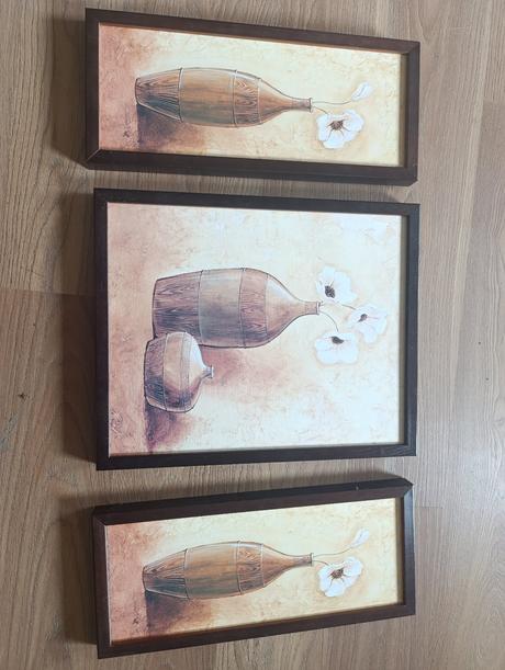 Drevené 3 ks obrazy, 