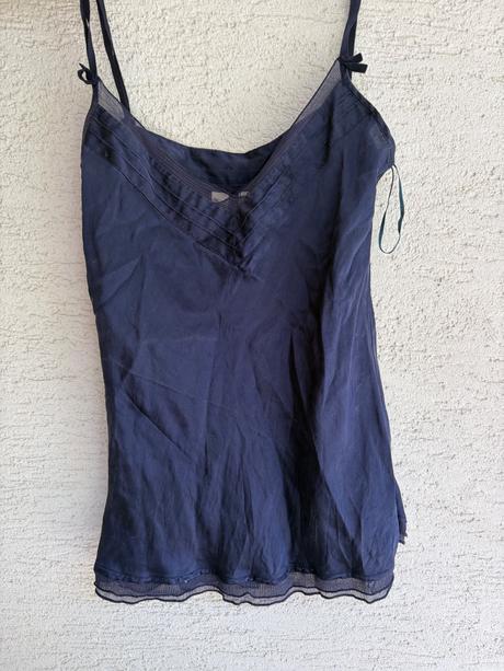 Mango silk hodvab tmavomodre tielko pravy hodv, mango,m