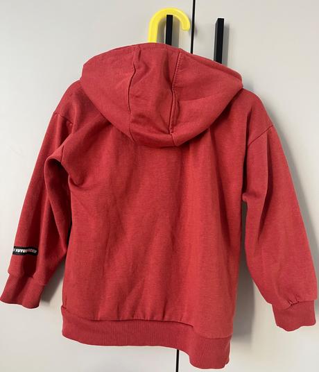 Detská oranžovo-červená mikina na zips s kapucňou, sinsay,122