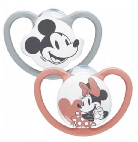 Nuk silikónový cumlík space mickey&minnie 6-18m, 2, nuk
