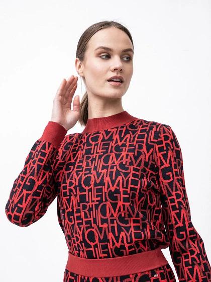 Tommy hilfiger icon cerveno cierne saty vel. l, tommy hilfiger,l