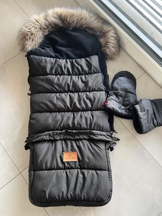 Čierny happybee combi fusak s kožušinou+rukavice, happybee
