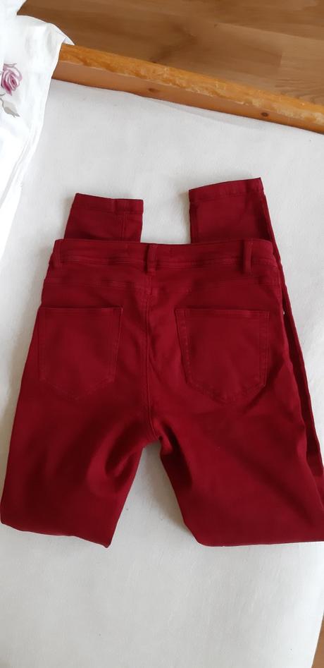 Elastické bordové rifle zara, zara,34