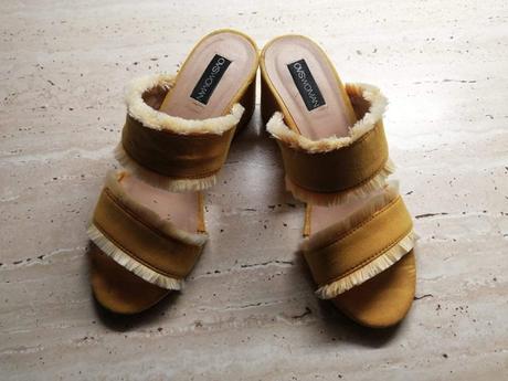 Horčicové semišové sľapky, 36