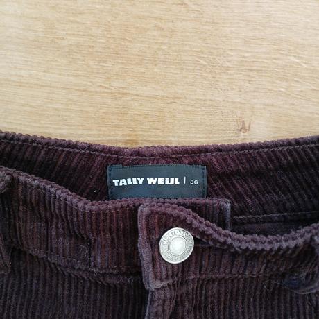 Tmavohnedé bavlnené menčestráky s vysokým pásom, tally weijl,s