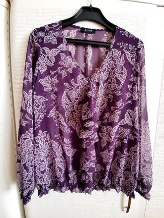 Fialova bluzka s volanom l, l