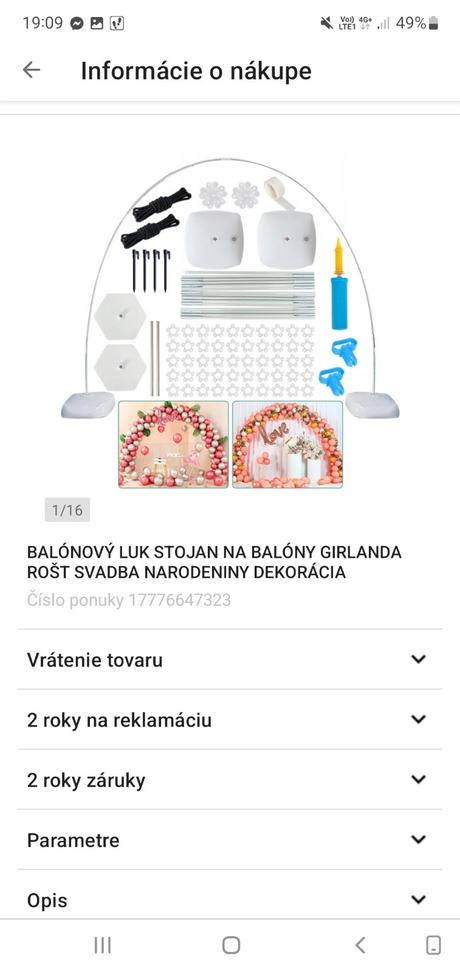 Stojan na balonovu girlandu výzdobu,