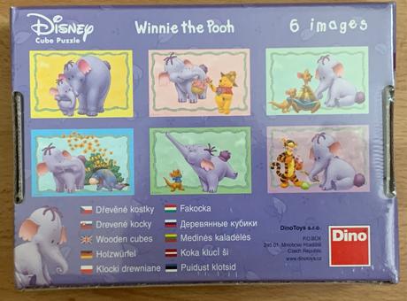 Dino drevené obrázkové kocky - macko pu 6 ks,