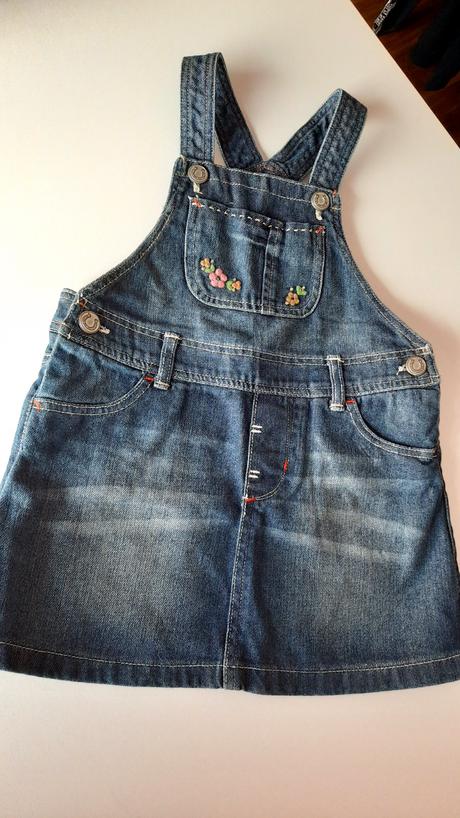 Riflová suknička na traky, h&m,86