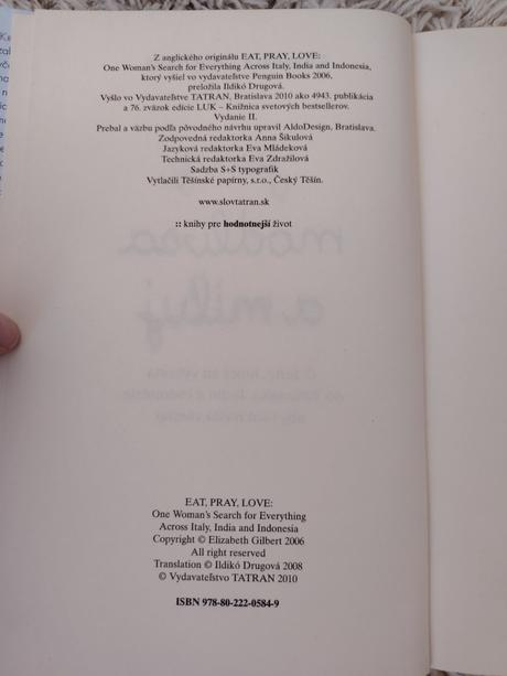 Kniha elizabeth gilbertová - jedz, modli sa a milu, 