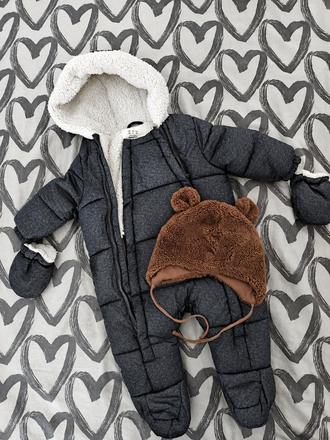 Zimný overal f&f + lindex macko čiapka, f&f,68