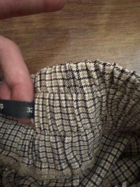 Elastické kárované nohavice cropp s vyšším pásom, 32