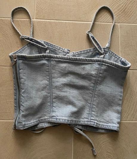 Rifľový korzet na ramienka, bershka, bershka,xs