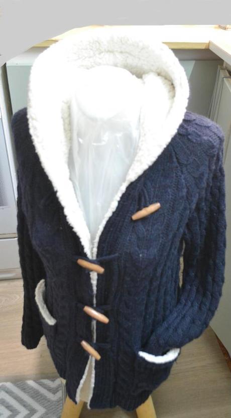 Zara knit predĺžený sveter s kožušinkou s/m, zara,m