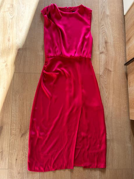 Saténové midi šaty - xs, zara,xs