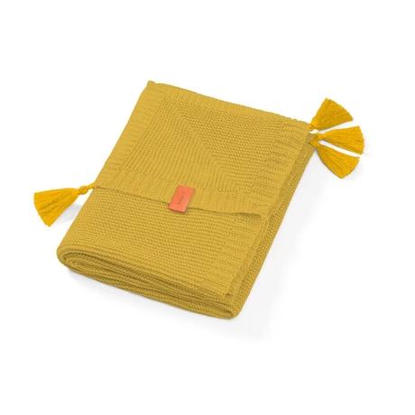 Babyono pletená deka bambusová so strapcami žltá 7, 