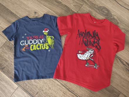 2 vianocne tricka, h&m,134