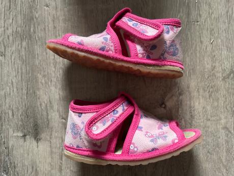 Rak papučky na suchy zips 21 ružové motyle kaučuk, rak,21