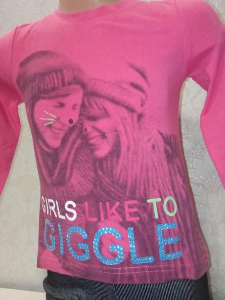 Dievčenské tričko so vzorom a kamienkami (98), 98