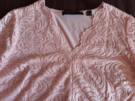 Ružová čipkovaná blúzka, bonprix,38