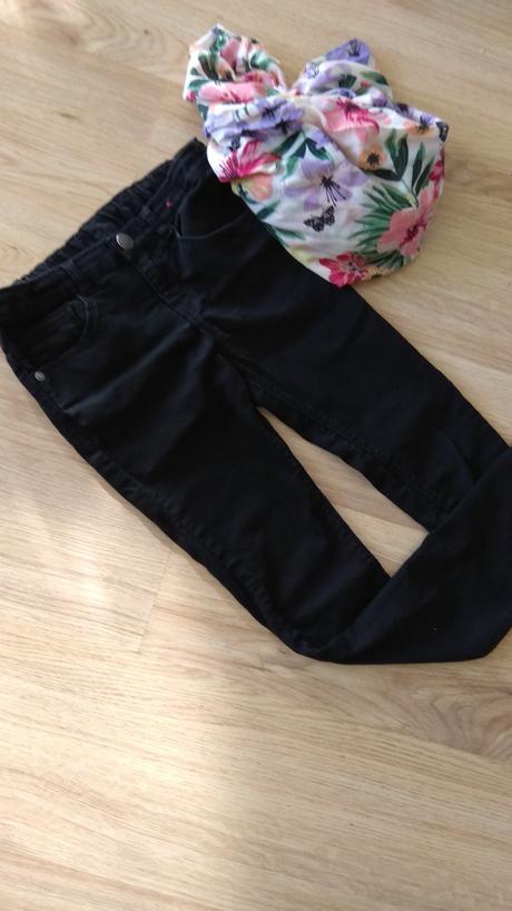 Čierne rifle-džeginsy pre dievčatko, nutmeg,140