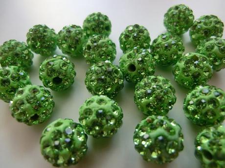 Korálky shamballa - zelené 10 mm, 