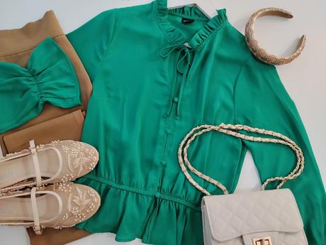 Gina tricot smaragdová elegantná blúzka, s