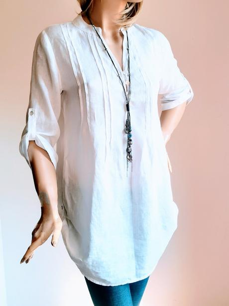 Tara - ľanová tunika a náhrdelník spolu, s