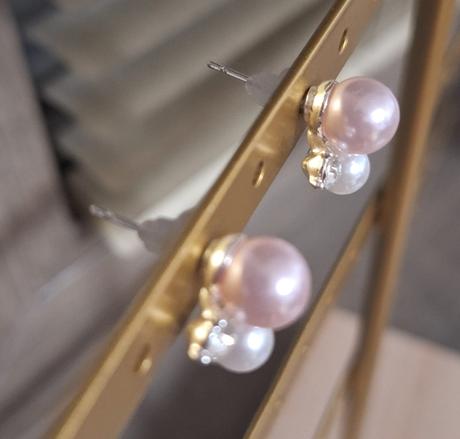 Náušnice perličky strieborné+ružové, 