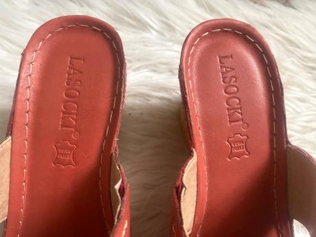 Kožené šľapky na platforme lasocki, lasocki,38