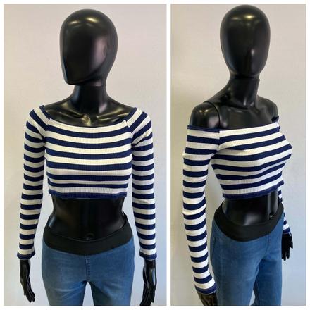 Dámske crop top tričko dlhý rukáv, s