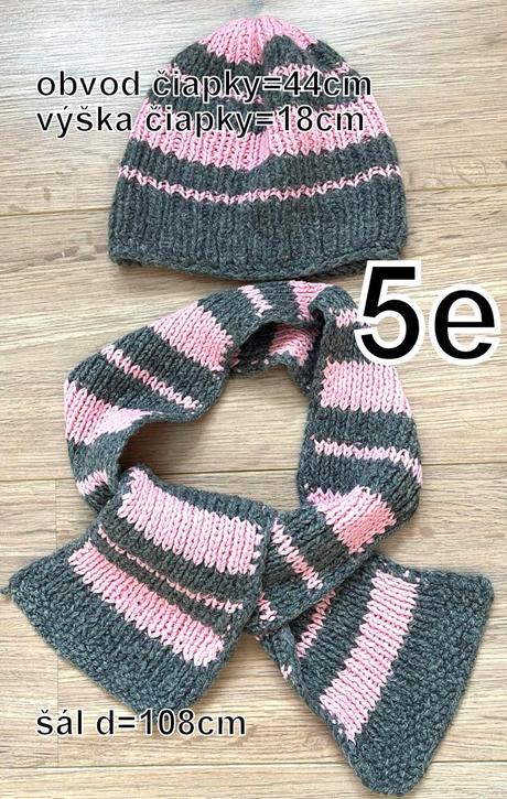 Ručne pletený set pre dievčatko, obvod44cm, 6-12m, 74