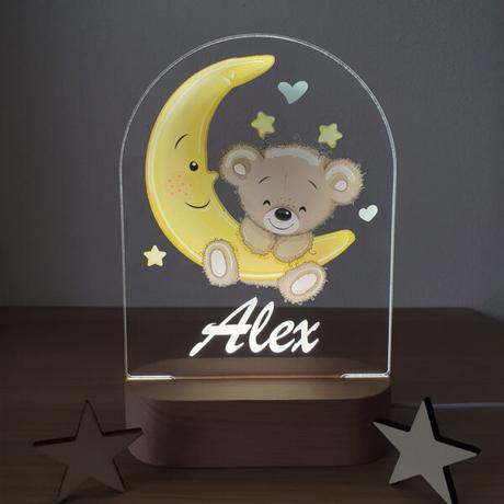 Detská nočná lampa s vlastným menom medvedík,