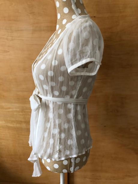Biely zavinovací hodvábny top, xs, xs