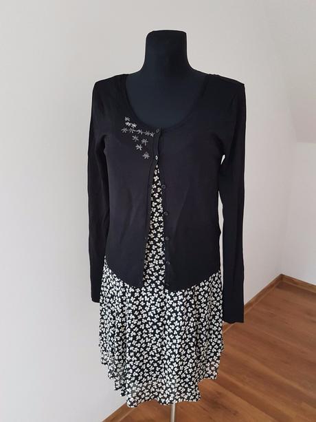 Čierno biele šaty vzadu na zips vel.m/l, 40